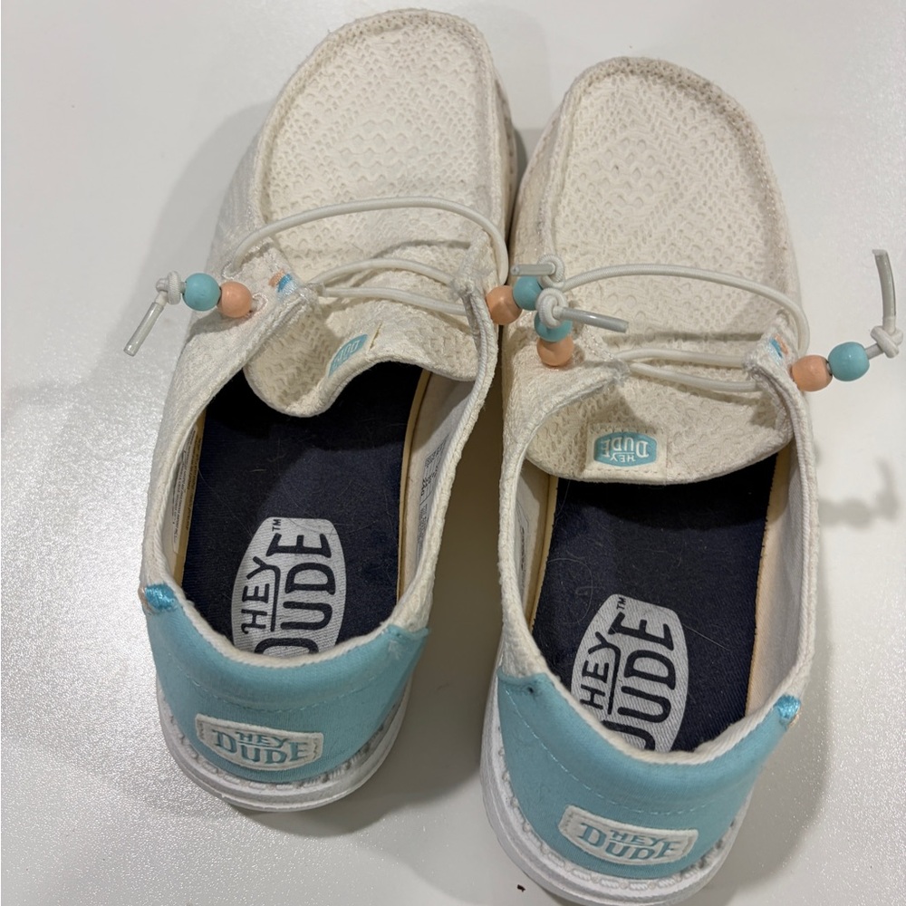 Hey Dude Women's White Flats with Bead Accents - Picture 2 of 4